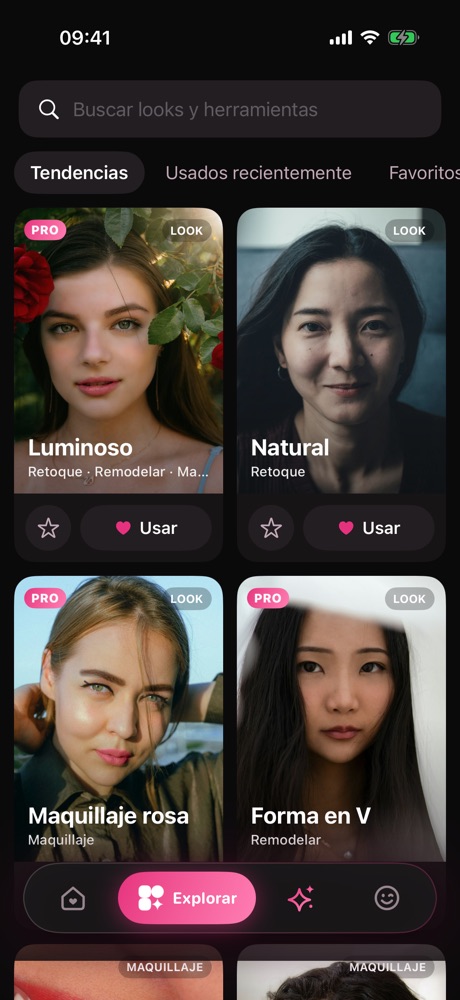 Explorar: Mira los looks del momento y úsalos en tu foto.