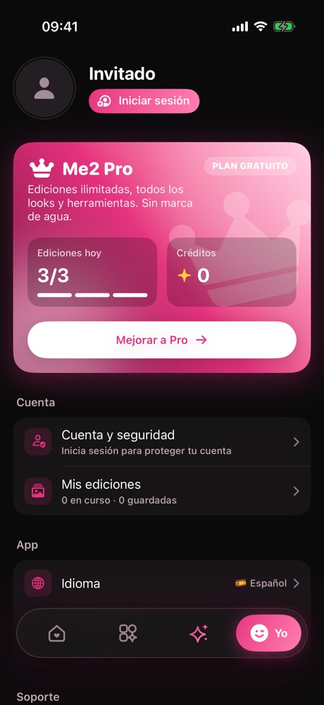 Yo: Ediciones gratis cada día, o hazte Pro para editar sin límite.